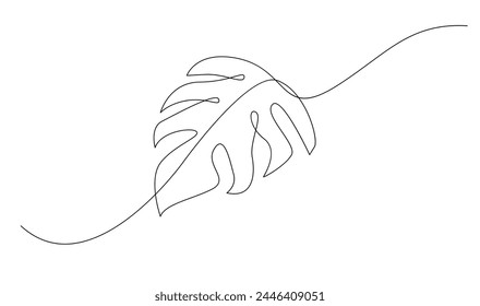 Blatt der Pflanze eine Linie Zeichnung. Vektorillustration in durchgehender Linienstil-Vorlage