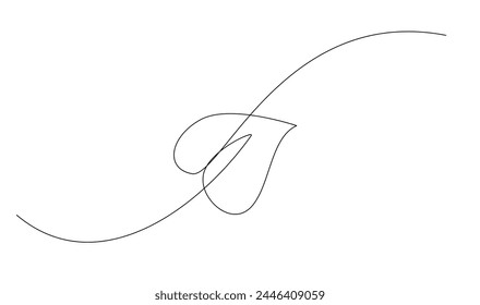 leaf of plant one line drawing. Vector illustration in continuous line style template