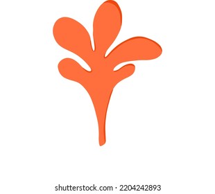 Leaf plant, orange flower, flat style plant