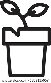 Leaf Plant Pot Outline Icon