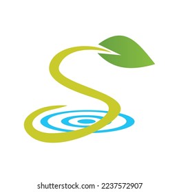 Leaf plant s water logo template
