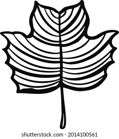 Símbolo de ilustración de línea de árbol de planta de hoja