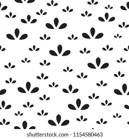 Leaf plants seamless pattern. Black and white seamless leaves background