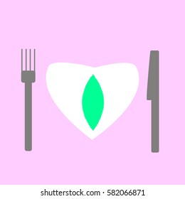 leaf in a plate fork and knife vector