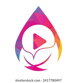 Leaf play logo design icon vector illustration. play button and leaf combination logo template vector. 