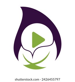 Leaf play logo design icon vector illustration. play button and leaf combination logo template vector. 