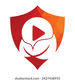 Leaf Play Logo Design Symbol Vektor-Illustration. Play-Taste und Blatt-Kombination Logo-Vorlage Vektor. 