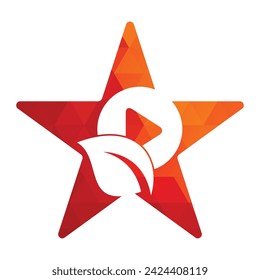 Leaf Play Star Shape Logo Design Icon Vektor-Illustration.