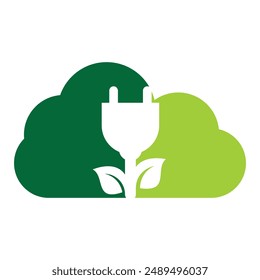 Leaf plug cloud shape concept logo design vector illustration.