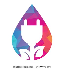 Leaf plug drop shape concept logo design vector illustration.