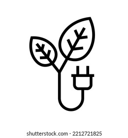 Leaf with plug electric icon, Renewable power and clean energy, Eco friendly charging symbol, Vector illustration