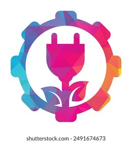 Leaf plug gear shape concept logo design vector illustration.