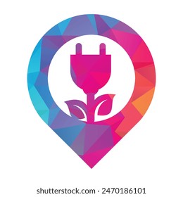 Leaf plug gps shape concept logo design vector illustration.