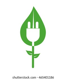 leaf plug green ecology save renewable icon. Isolated and flat illustration. Vector graphic