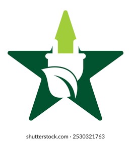 Leaf plug logo design vector illustration. Eco power logo design template.