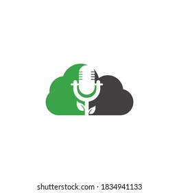 Leaf podcast cloud shape concept logo design template. Nature Podcast Logo Template Vector. Podcast Nature logo.	
