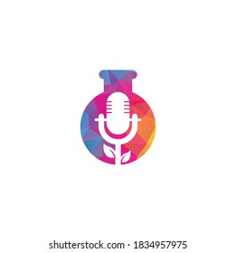 Leaf Podcast Laborform Logo Design Vorlage. Nature Podcast Logo Vorlage Vektor. Podcast Nature Logo.	