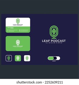 plantilla gráfica de diseño de logotipo de podcast de hoja