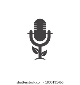Leaf podcast logo design template. Nature Podcast Logo Template Vector. Podcast Nature logo.