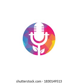 Leaf podcast logo design template. Nature Podcast Logo Template Vector. Podcast Nature logo.