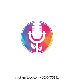 Leaf podcast logo design template. Nature Podcast Logo Template Vector. Podcast Nature logo.