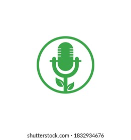 Leaf podcast logo design template. Nature Podcast Logo Template Vector. Podcast Nature logo.