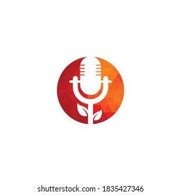 Leaf Podcast Logo Design Vorlage. Nature Podcast Logo Vorlage Vektor. Podcast Nature Logo.