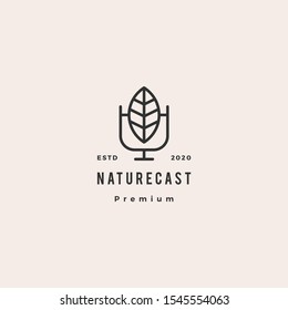 leaf podcast logo hipster retro vintage icon for nature blog video vlog review channel radio broadcast