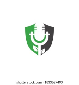 Plantilla de diseño del logotipo de la forma de la forma de la forma de la forma del podcast. Vector de plantilla de logotipo de podcast de naturaleza. Logo de Podcast Nature.	
