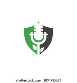 Plantilla de diseño del logotipo de la forma de la forma de la forma de la forma del podcast. Vector de plantilla de logotipo de podcast de naturaleza. Logo de Podcast Nature.	