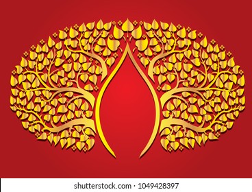 leaf poo budda thai style vector illustrator