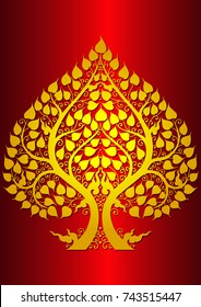 leaf poo buddha thai style vector illustrator