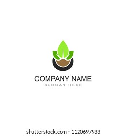 leaf pot herbal health vector logo design element