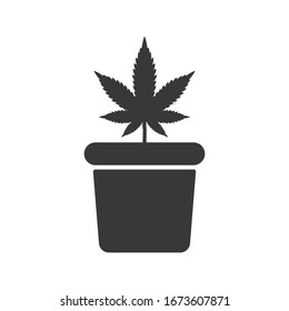 Icono de cannabis en crecimiento. Leaf pot símbolo moderno, simple, vector, icono para el diseño de sitios web, aplicación móvil, ui.  Ilustración vectorial