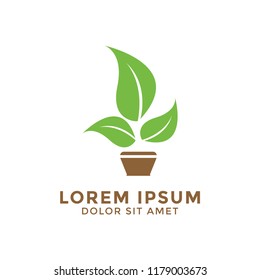 Leaf and pot logo icon design template vector graphic