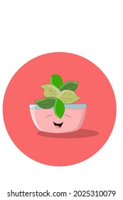 Leaf pot smiling vector illustration