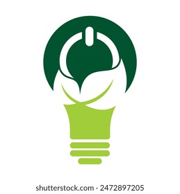 Leaf power button logo design icon vector.