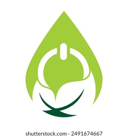 Leaf power button logo design icon vector.