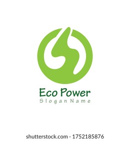 Leaf with power simple logo creative template vector