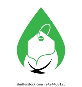 Leaf price tag drop shape logo design vector template.