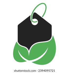 Leaf price tag logo design vector template. ECO and Price Tag Logo illustration.