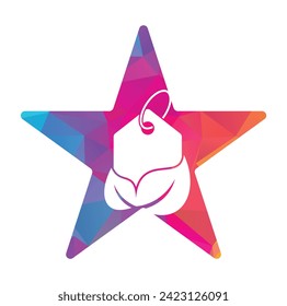 Plantilla vectorial de diseño de logotipo de la estrella de etiqueta de precio de hoja.