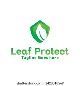 Leaf Protect Logo For Organic Design With Gradient Green Style Color Concept. Identity Logotype. Leaf And Nature Emblem For Business. Eco Icon For Agribusiness. Creative And Natural Graphic Idea.