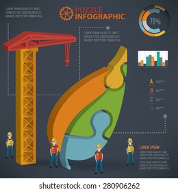 Leaf  puzzle info graphic design,three dimension,clean vector