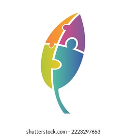 leaf puzzle logo template 1