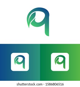 leaf Q logo design.Letter Q eco leaves logo icon design template elements