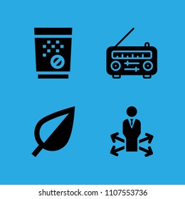 leaf, radio, tablets and decision making icons vector in sample icon set for web and graphic design
