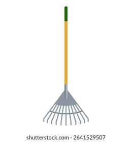 Leaf Rake for gardening in flat design vector icon