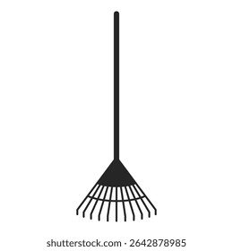 Leaf Rake for gardening in silhouette vector icon