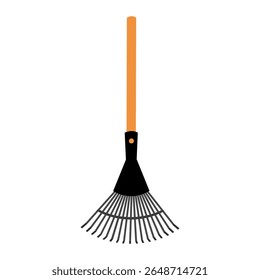 Leaf rake icon. Garden rake. Lawn tool for autumn leaves